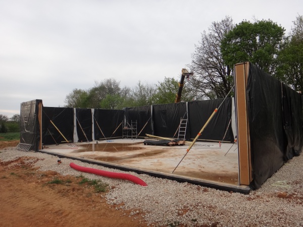 Dernière rangée de caissons pour la jonction des murs bas