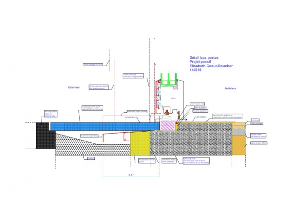 Détail de la complexité de la jonction entre le seuil de porte isolé et le soubassement